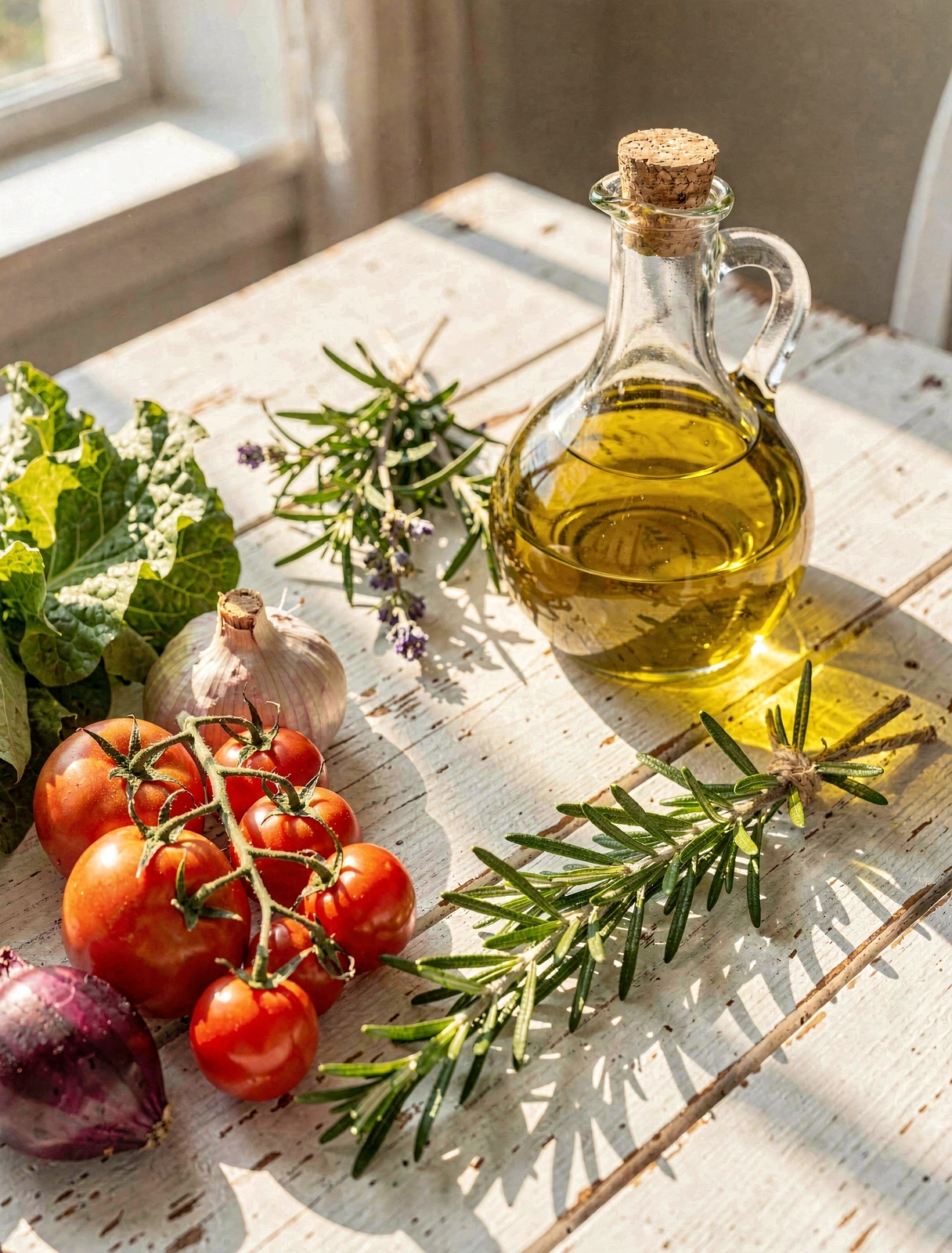 Ingredientes frescos mediterráneos