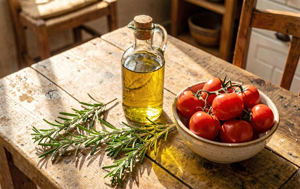 Ingredientes frescos mediterráneos